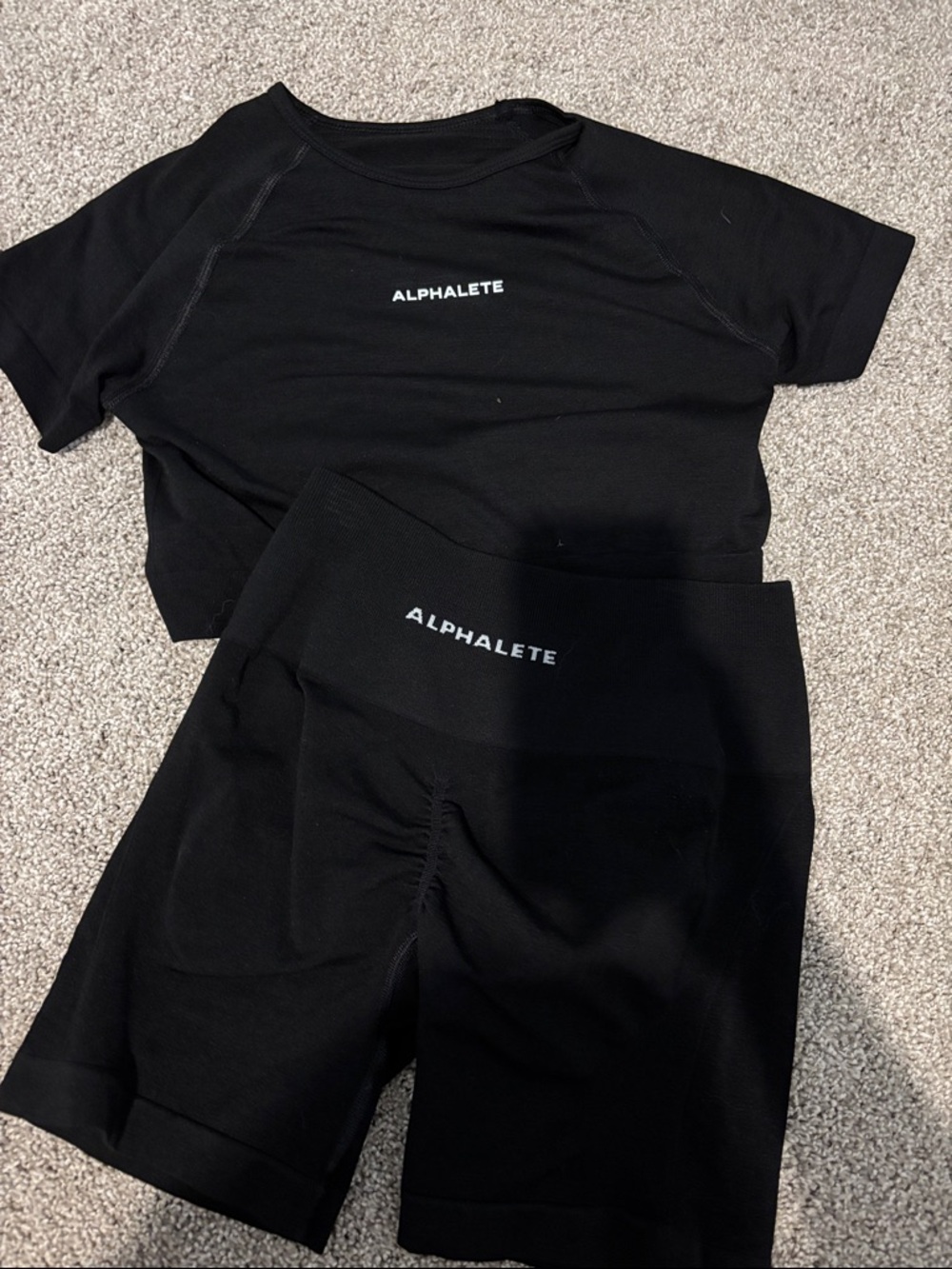 Alphalete Black Cropped Tee & High-Waist Bike Shorts Set